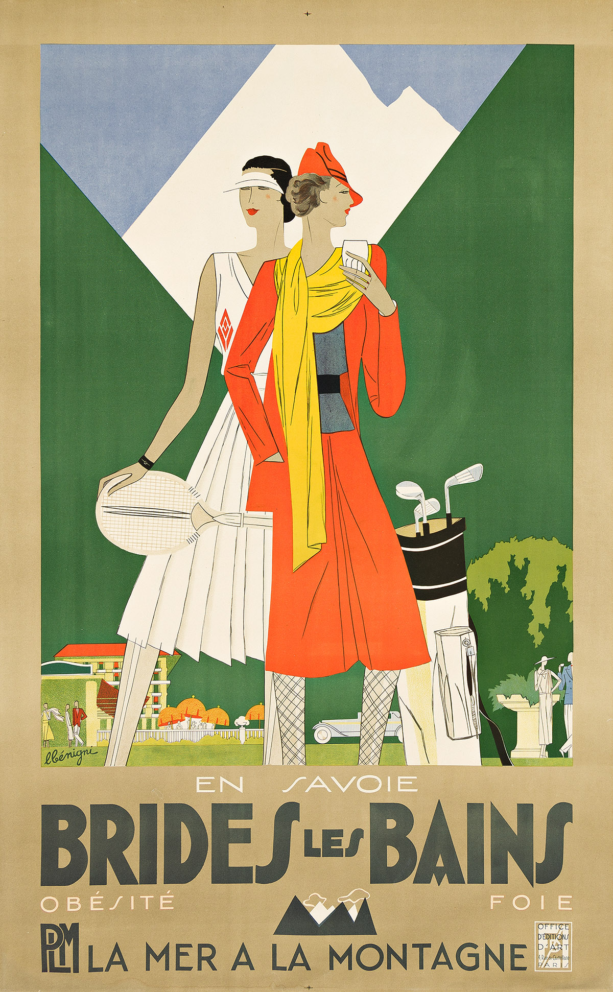 LÉON BÉNIGNI (1892-1948). BRIDES LES BAINS. Circa 1929. 39½x27½ inches, 100¼x69¾ cm. DEditions DArt, Paris.